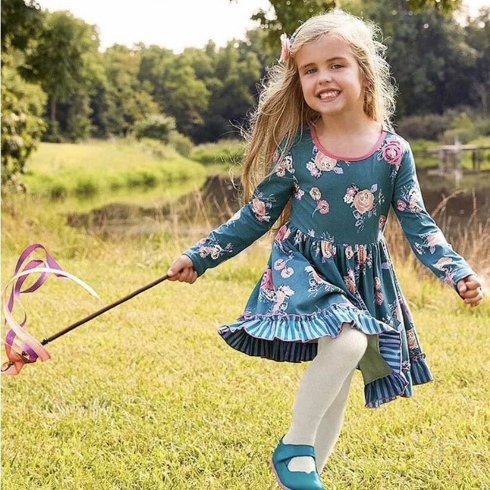 Matilda Jane Blue Floral Kids Dress sz 6 - Picture 8 of 9